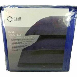 California King Bedding Duvet Cover 3 Piece Set‎ Navy Soft Microfiber New
